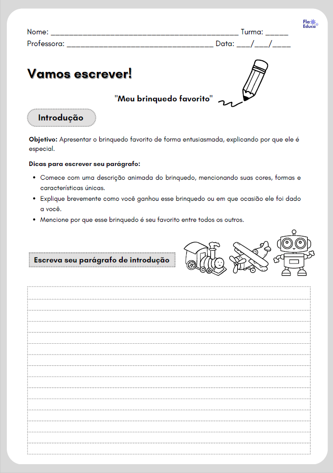 Introdução da atividade Meu brinquedo favorito